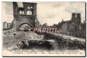 Old Postcard Ruins Of Great Reims Voute and bell tower of St Jacques & # 39eg...