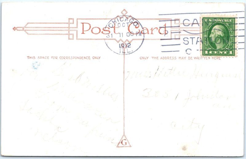 c1910s Halloween Spirits Good Luck Gnome Cauldron Witch Dwarves Postcard A119 