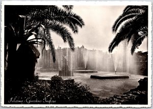 Palermo Giardino Inglese Italy Fountain Square Real Photo RPPC Postcard