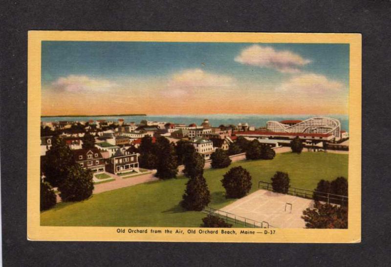 ME Amusement Park Roller Coaster City View Old Orchard Beach Maine Postcard