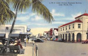 Lake Worth Florida Lake Avenue Drug Store Antique Postcard K70915