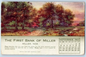 Miller NE Postcard September Sunset The First Bank Miller Calendar Advertising