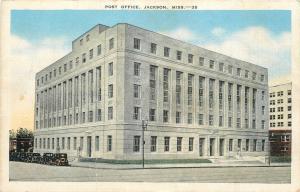 Jackson Mississippi~Post Office~Pearl River~1930's Postcard