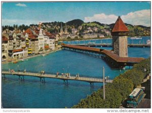 Switzerland Luzern River Reuss and Chapel Bridge