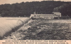 Vintage Postcard Hydro Steam Generating Plants Water & Power Co. Holtwood PA