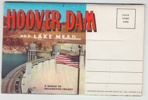 P2423, vintage postcard book hoover dam and lake mead with10 foldout views