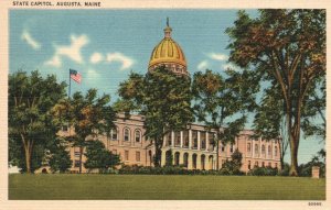 Vintage Postcard State Capitol Building Historical Landmark Augusta Maine ANC