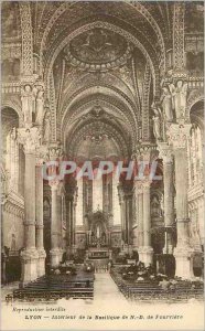 Postcard Old Lyon Interior of the Basilica of N D Fourviere