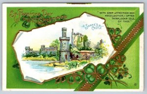 Shane’s Castle, Gilded Embossed Irish St Patrick’s Day Greetings Postcard