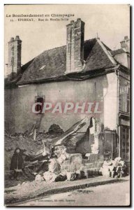 Old Postcard The bombing in Epernay champage street burned mill
