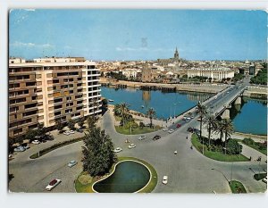 Postcard Bridge of St. Elmo and Square of Cuba Seville Spain