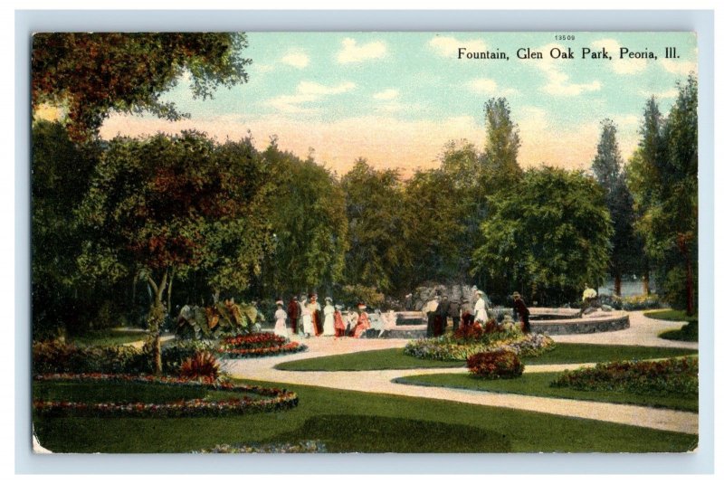 C. 1907-10 Fountain, Glen Oak Park, Peoria, Ill. Postcard P217