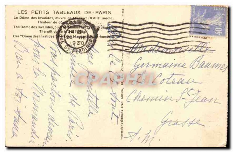 Postcard Old Paris Le Dome invalid
