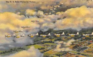 US Army Planes Flying V for Victory Formation WWII Military linen postcard