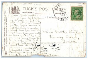 1911 Christmas Holly Berries Song Birds Embossed Logan Iowa IA Tuck's Postcard