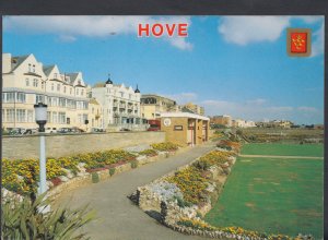 Sussex Postcard - Flower Garden and Seafront, Hove  T903