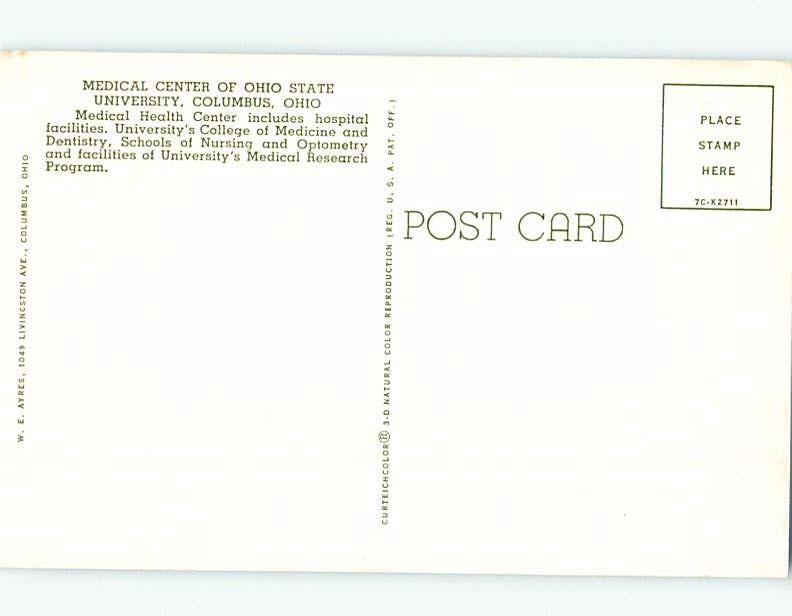 Unused Pre-1980 OHIO STATE UNIVERSITY MEDICAL CENTER Columbus Ohio OH A4311