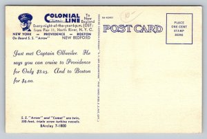 Vintage Colonial Line S.S. Arrow & Comet Steamship Linen Postcard