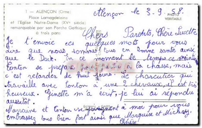Old Postcard Alencon Place Lamagdeleine and & # 39Eglise Notre Dame Gothic Po...