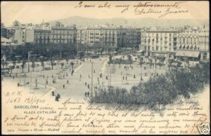 spain, BARCELONA, Plaza Cataluña (1904) Stamp