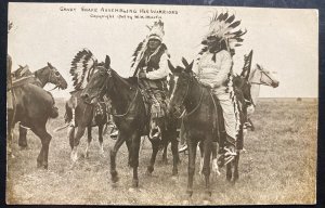 Mint Real Picture Postcard Native American Indian Crazy Snake Assembling Warrior