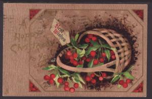 A Happy Christmas,Basket of Fruit Postcard