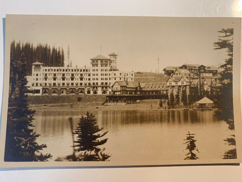 Vtg 20s Hotel Chalet Lake Banff Alberta Canada Byron Harmon Photo Postcard RPPC