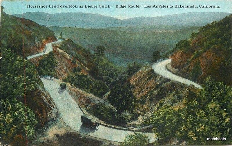 C-1920s Horseshoe Bend Liebre Gulch Ridge Route Los Angeles California 4990