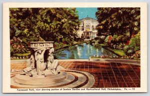 Fairmount Park Portion Sunken Garden Horticultural Hall Philadelphia PA Postcard