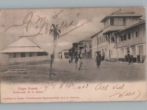 Antique Postcard Cape Coast Gold Coast WC Street Scene West Africa 1903