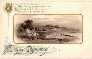 Happy Birthday With Landscape Scene 1910