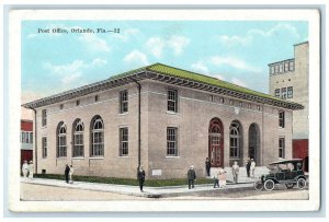 1924 Post Office Building Classic Car People Entrance Orlando Florida Postcard