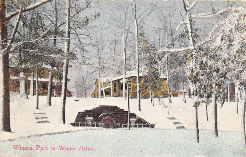 Winona Lake? Indiana~Winona Park Scene in Winter~Houses~c1910 Postcard