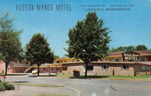 HUDSON MANOR MOTEL Longview, WA Roadside 1957 Vintage Postcard