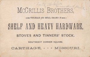easter trade card McCrillis Hardware Carthage Mo 26val16