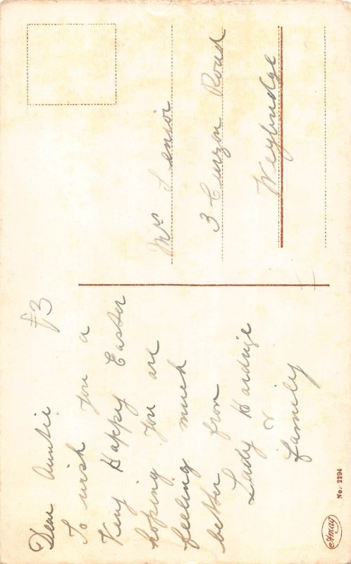 B453 Easter Greetings Humanized Chicks Orchestra Drum Violin Trumpet postcard