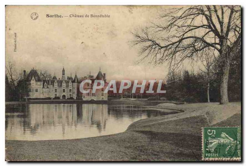 Old Postcard Sarthe castle Bonnetable