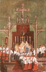 Boston MA St Johns Church High Mass Procession c1900-20s Vintage Postcard