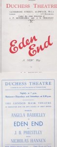 JB Priestley Eden End 2x Duchess Drama Theatre Programme s