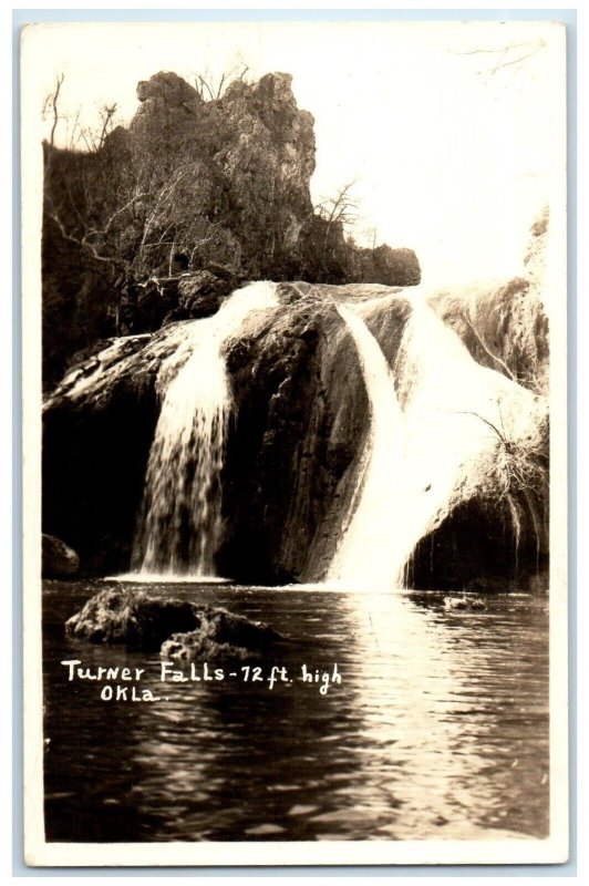 c1940's View Of Turner Falls Oklahoma OK Waterfalls RPPC Photo Vintage Postcard