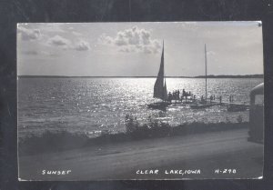 RPPC CLEAR LAKE IOWA SUNSET AT NIGHT  VINTAGE REAL PHOTO POSTCARD