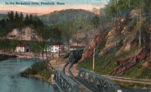 Vintage Postcard In the Berkshire Hills Railway Train Riverside Pittsfield MA