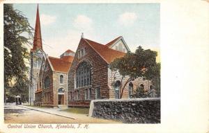 Honolulu Hawaii Central Union Church Street View Antique Postcard K70596