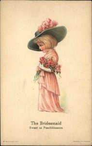 Twelvetrees Bridesmaid Child Sweet as Peachblossom Wedding Vintage Postcard
