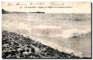 Old Postcard Le Havre Waves Effects to Eentree Port