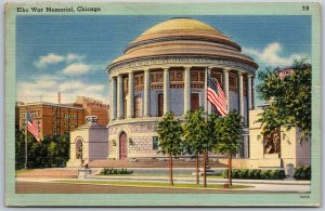 Vtg Chicago IL Illinois Elks War Memorial 1940s View Old Postcard