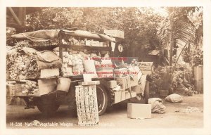 HI, Honolulu? Hawaii, RPPC, Native Vegetable Wagon, Photo No H-338