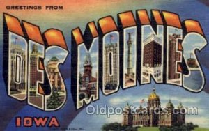 Des Moines, Iowa Large Letter Town Unused 