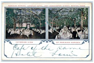 1908 Parisian Garden Langham Hotel 1697 Restaurant Boston Massachusetts Postcard