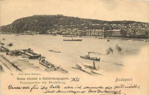 Vintage Postcard Budapest Hungary Boats ion the River  Posted 1901 